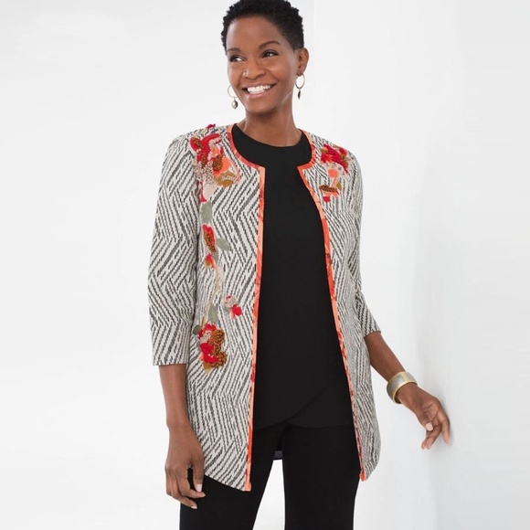 Chico's Artisan Printed Trim Applique Jacket - Picture 4 of 8